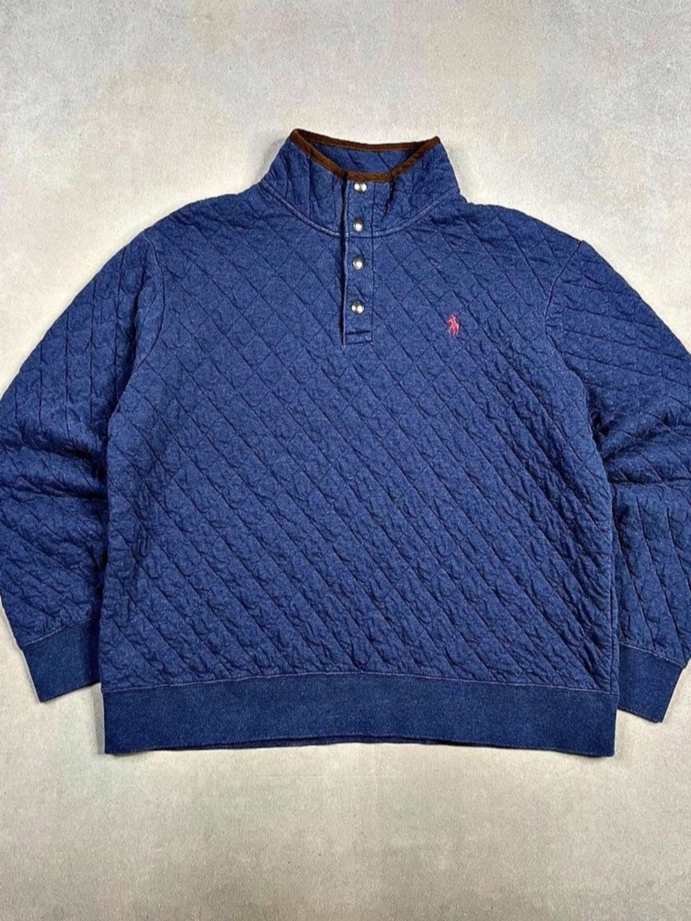 Polo Ralph Lauren Quilted Double-Knit Jersey Pullover Blue XL